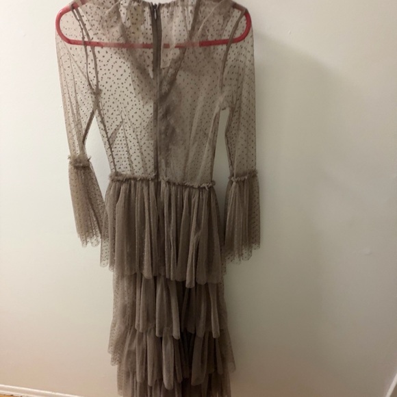 Sandra Mansour x H&M Polka Dot Tulle Tiered Ruffle Midi Dress Sheer Sleeves XS - Picture 6 of 6